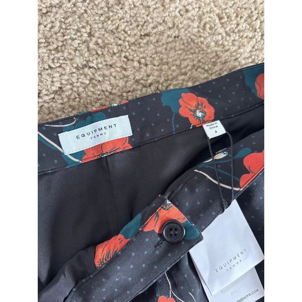 Equipment Femme Delafine Skirt True Black Multi Floral Print, Size 4, NWT - Picture 4 of 7